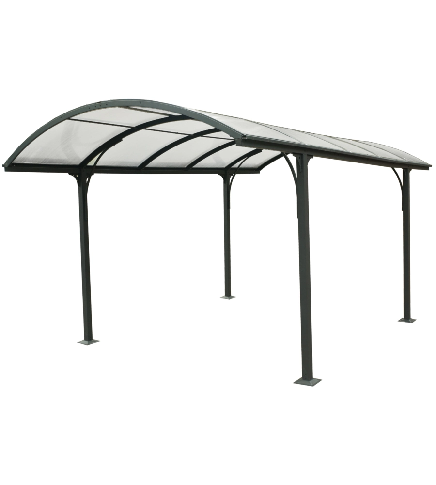 Tettoia auto singola eurogarden in alluminio e policarbonato antracite 485x300x253 cm
