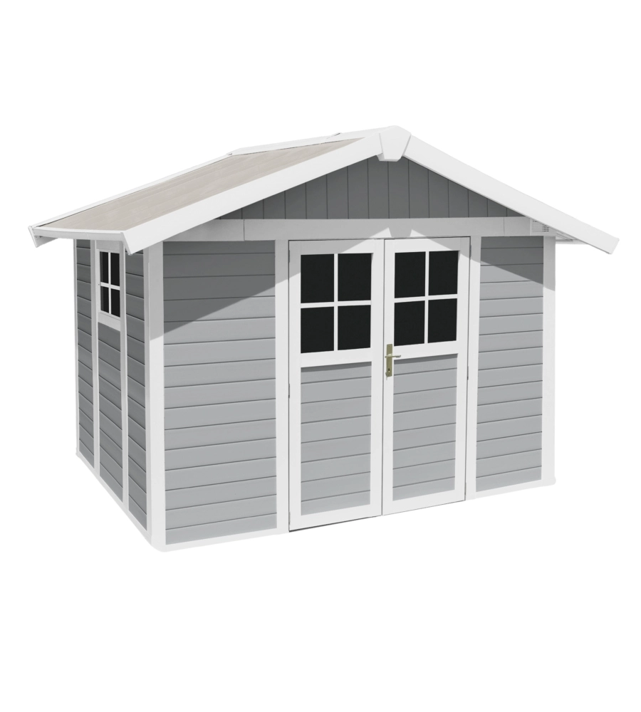 Casetta da giardino in pvc grosfillex "deco 7" grigio e bianco 370x298x250 cm - cod. 22907235