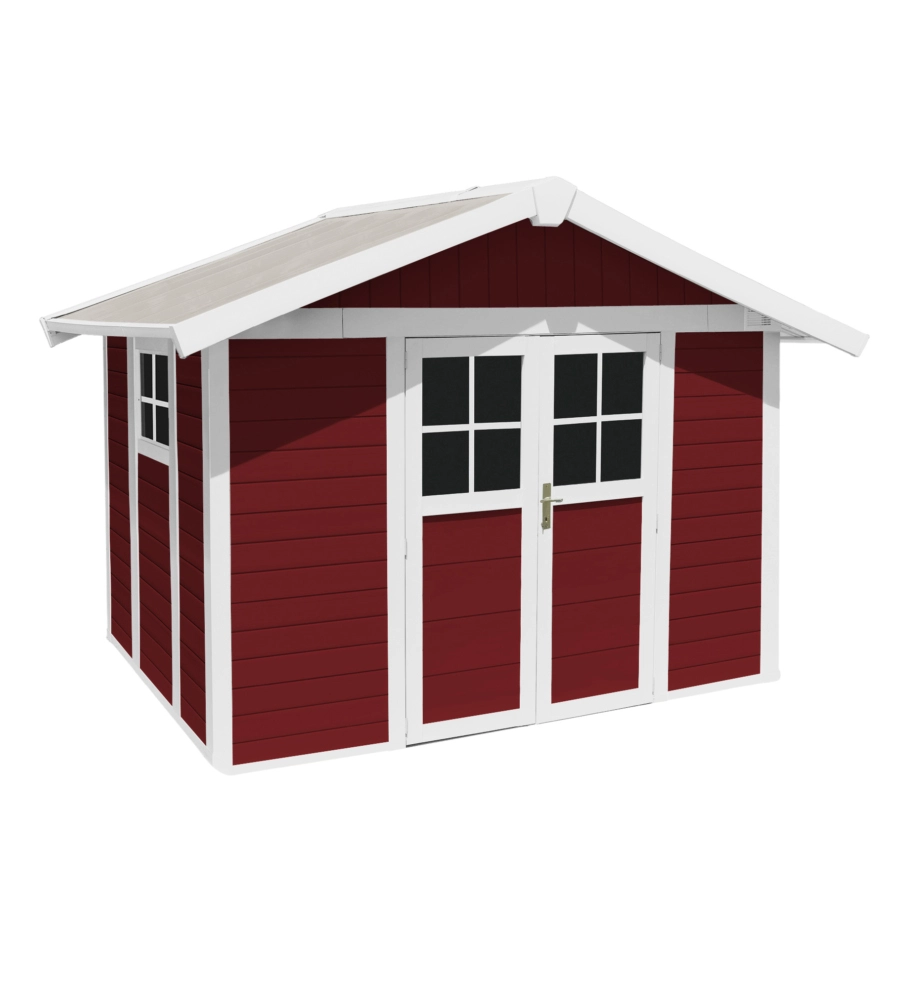 Casetta da giardino in pvc grosfillex "deco 7" rosso e bianco 370x298x250 cm - cod. 23007242