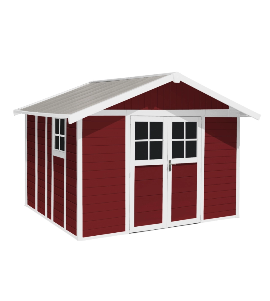 Casetta da giardino in pvc grosfillex "deco 11" rosso e bianco 370x407x250 cm - cod. 23011242