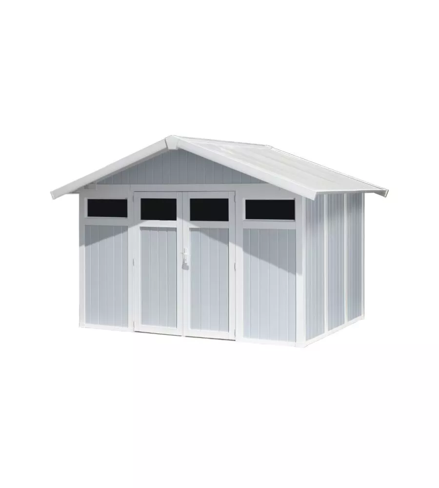 Casetta da giardino in pvc grosfillex "utility 7" grigio-azzurro e bianco 370x298x250 cm - cod. 22807137