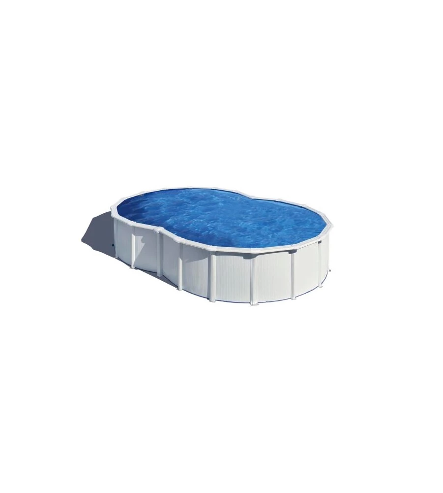 Piscina fuori terra a forma di otto gre "varadero" in acciaio colore bianco 640x390x120 - cod. kitprov6270