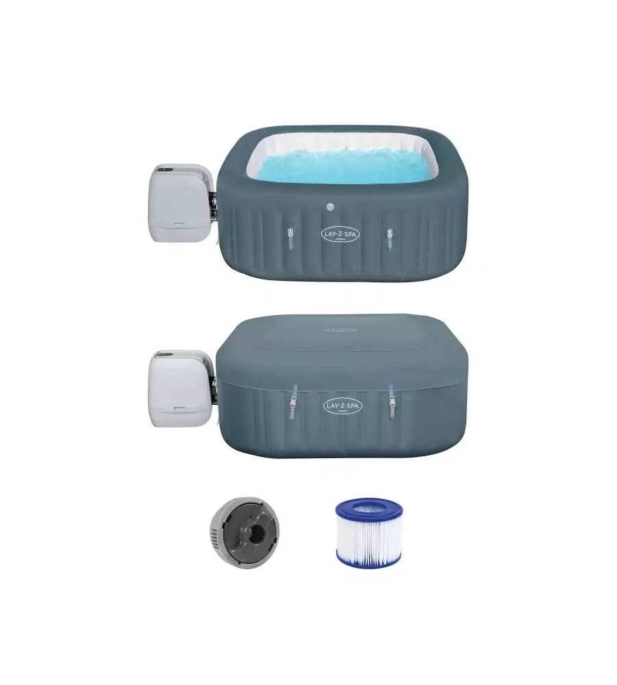 Piscina idromassaggio gonfiabile riscaldata bestway "lay-z-spa hawaii hydrojet pro" 4/6 persone 180x180x71 cm con copertura gonfiabile, cartuccia ed erogatore c