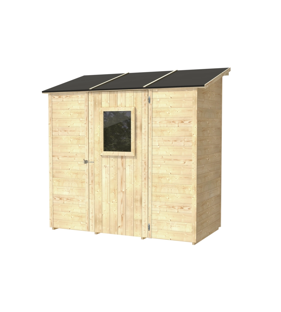 Casetta in legno addossata da giardino alce "vaniglia" in abete 207x102x222 cm