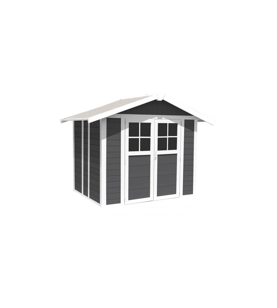 Casetta da giardino in pvc grosfillex "deco 5" grigio scuro e bianco 295x261x236 cm - cod. 22905276