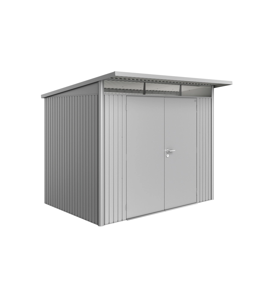 Casetta da giardino biohort "avantgarde a5" in acciaio zincato colore argento metallizzato con porta battente doppia 260x220x218 cm