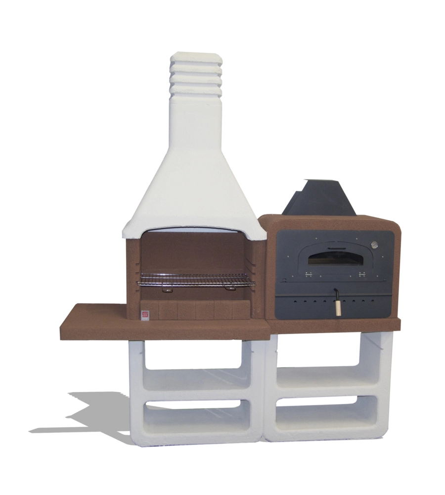 Barbecue a legna o carbonella in cemento sarom fuoco "portofino" 194x64x228,5 cm