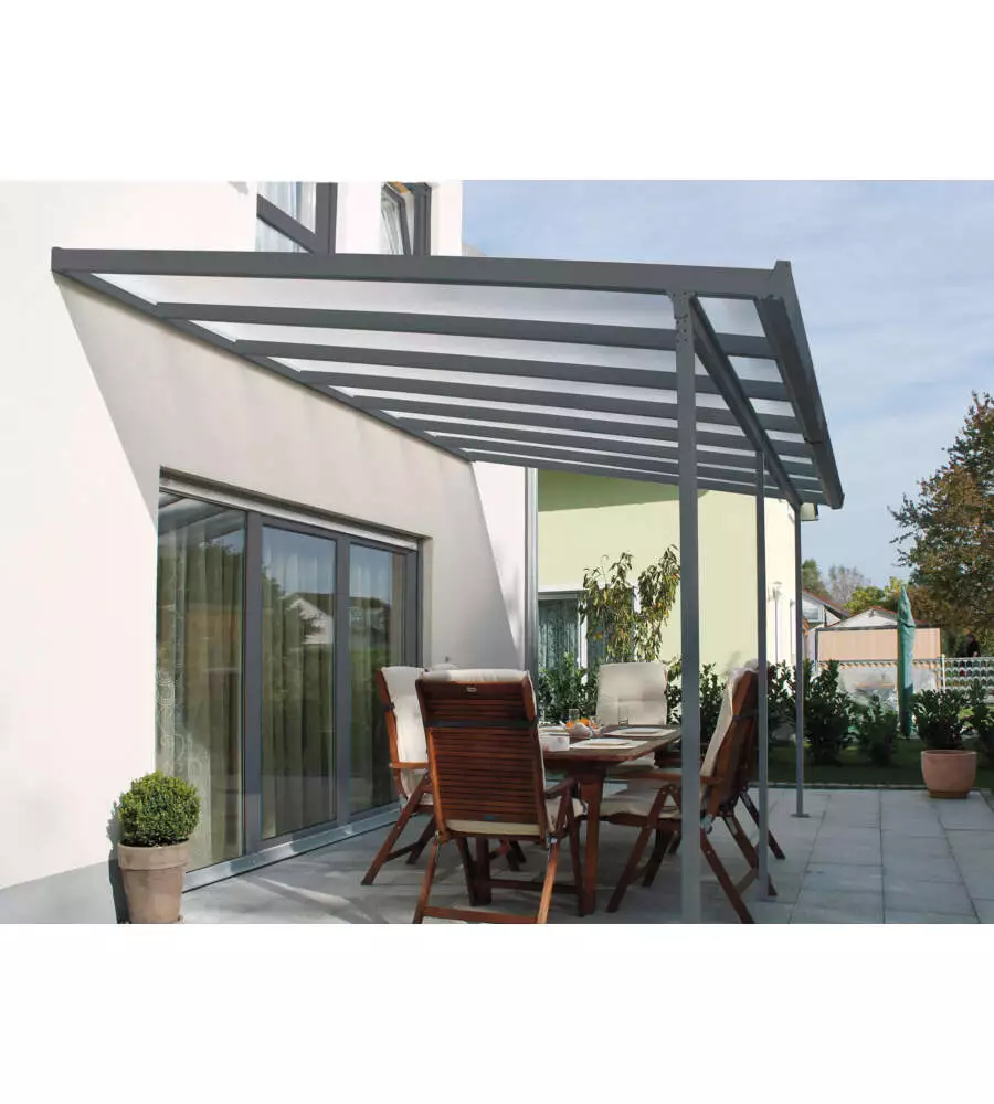 Pergola da esterno in alluminio antracite con copertura in policarbonato 4x3 m