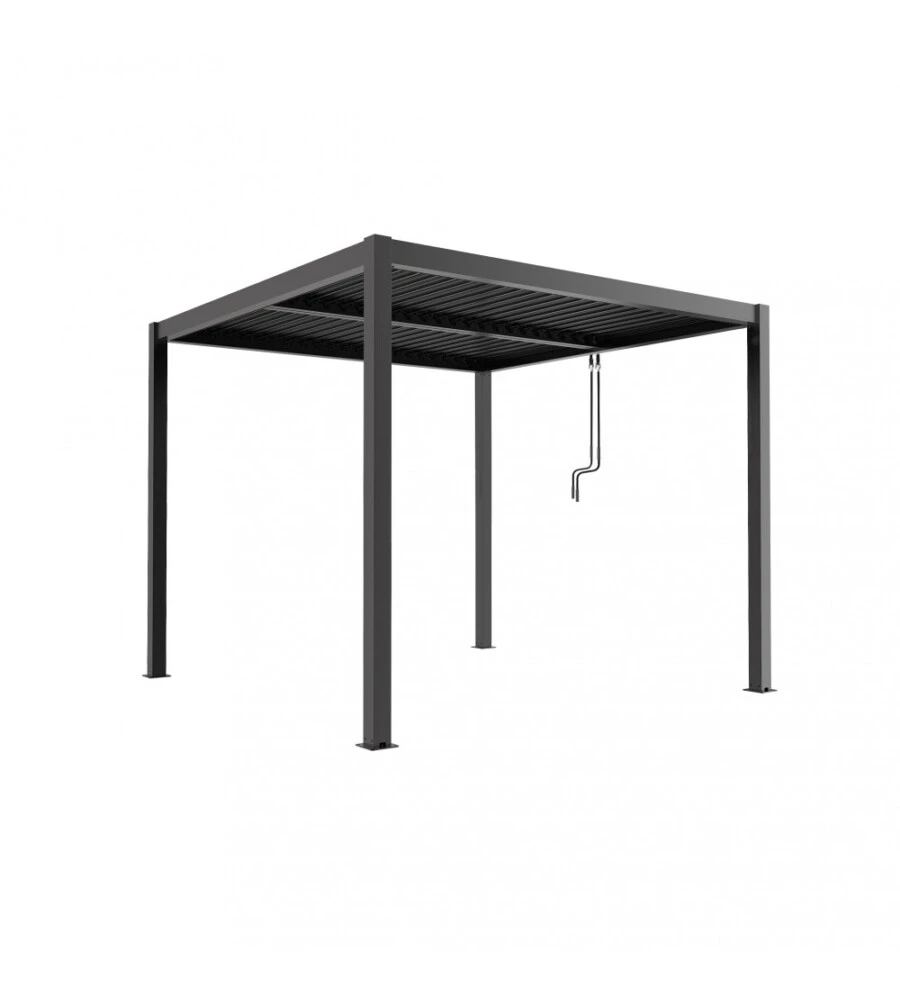 Gazebo pergola bioclimatica da esterno elica garden grigio scuro in alluminio - 3x3x2,5 m