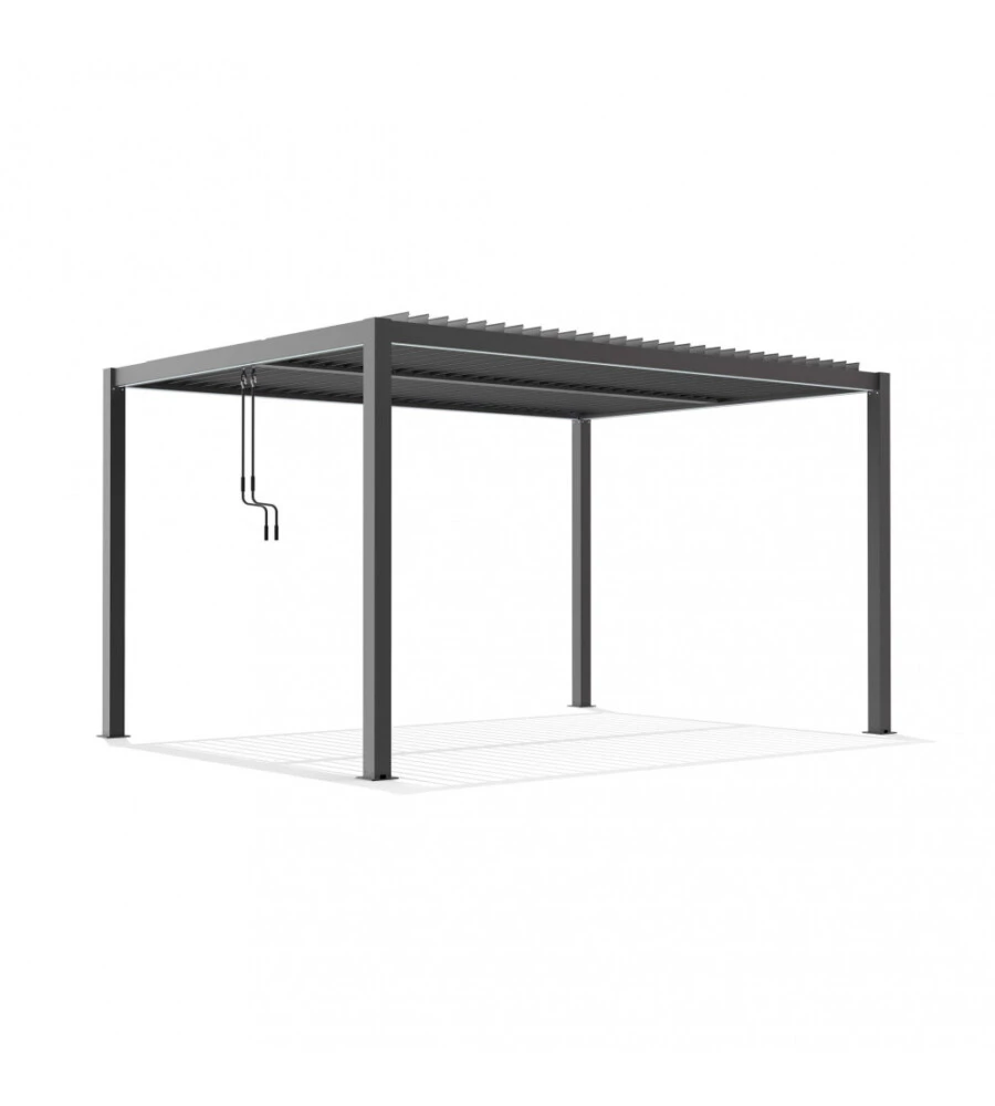Gazebo pergola bioclimatica da esterno elica garden antracite in alluminio - 3x4 m