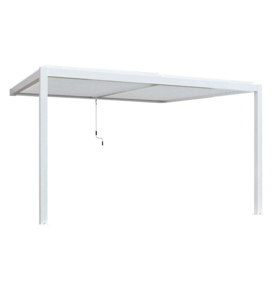 Gazebo pergola bioclimatica da esterno addossata elica garden bianco in alluminio - 3x4 m