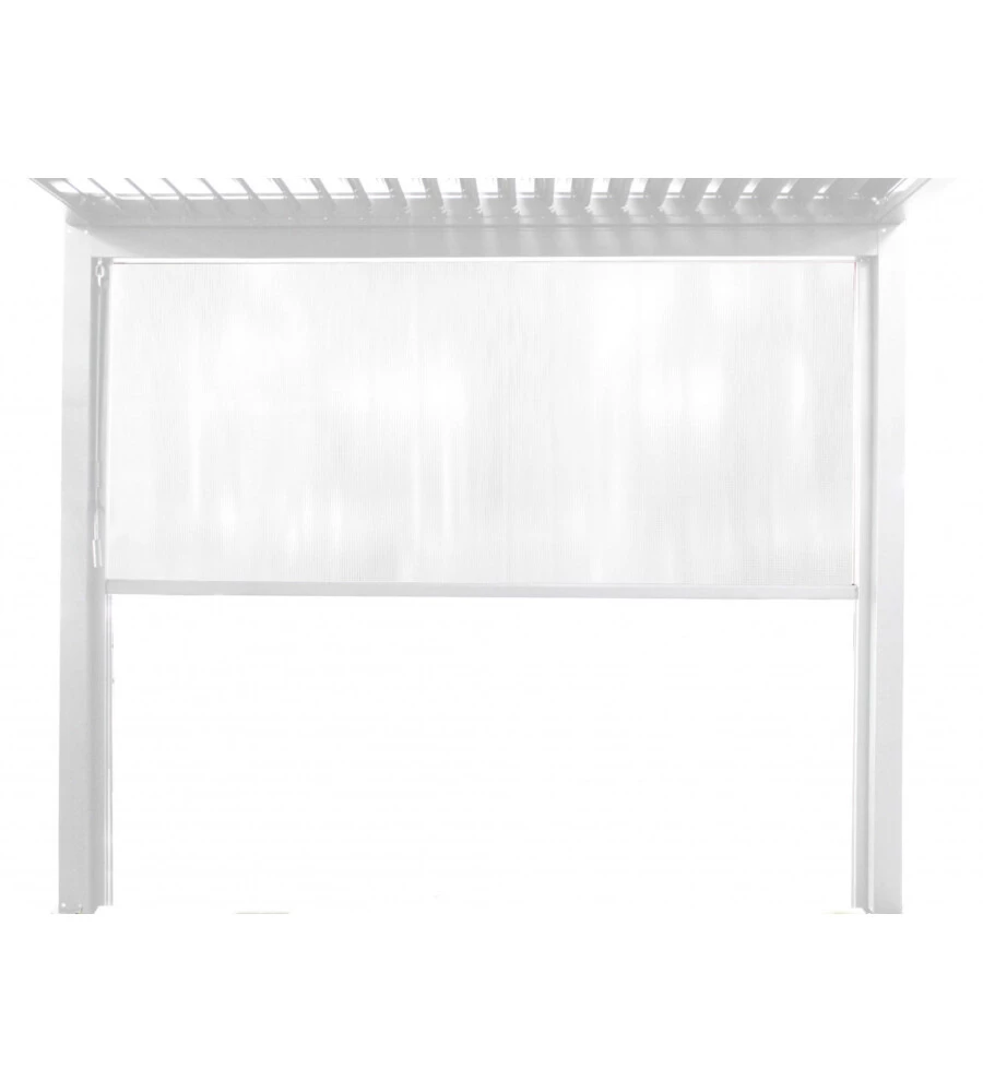Pannello laterale manuale elica garden per pergola bioclimatica in pvc bianco lato 4 mt