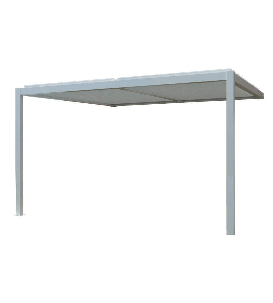 Pergola bioclimatica addossata giardini di maggio "calicantus wall" in alluminio bianco con led 400x300x230/245 cm