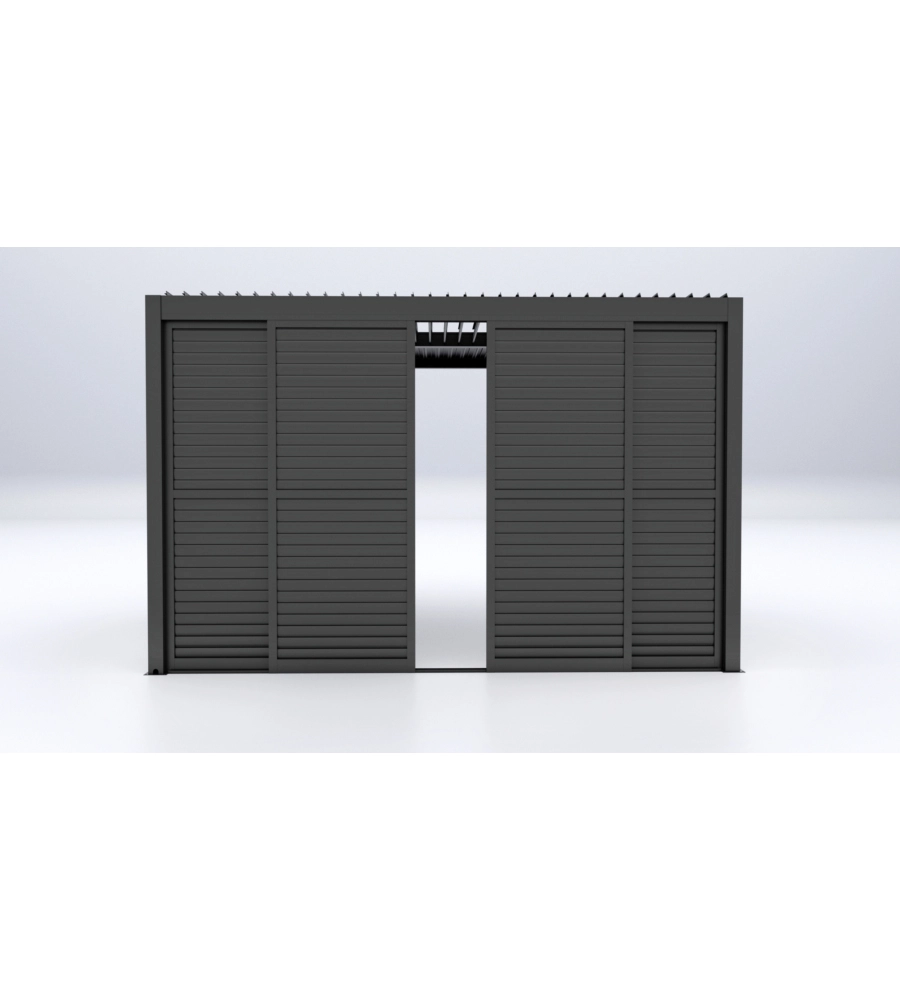 Parete laterale a pannelli scorrevoli per pergole giardini di maggio "sliding blind" in alluminio antracite lato 4 m