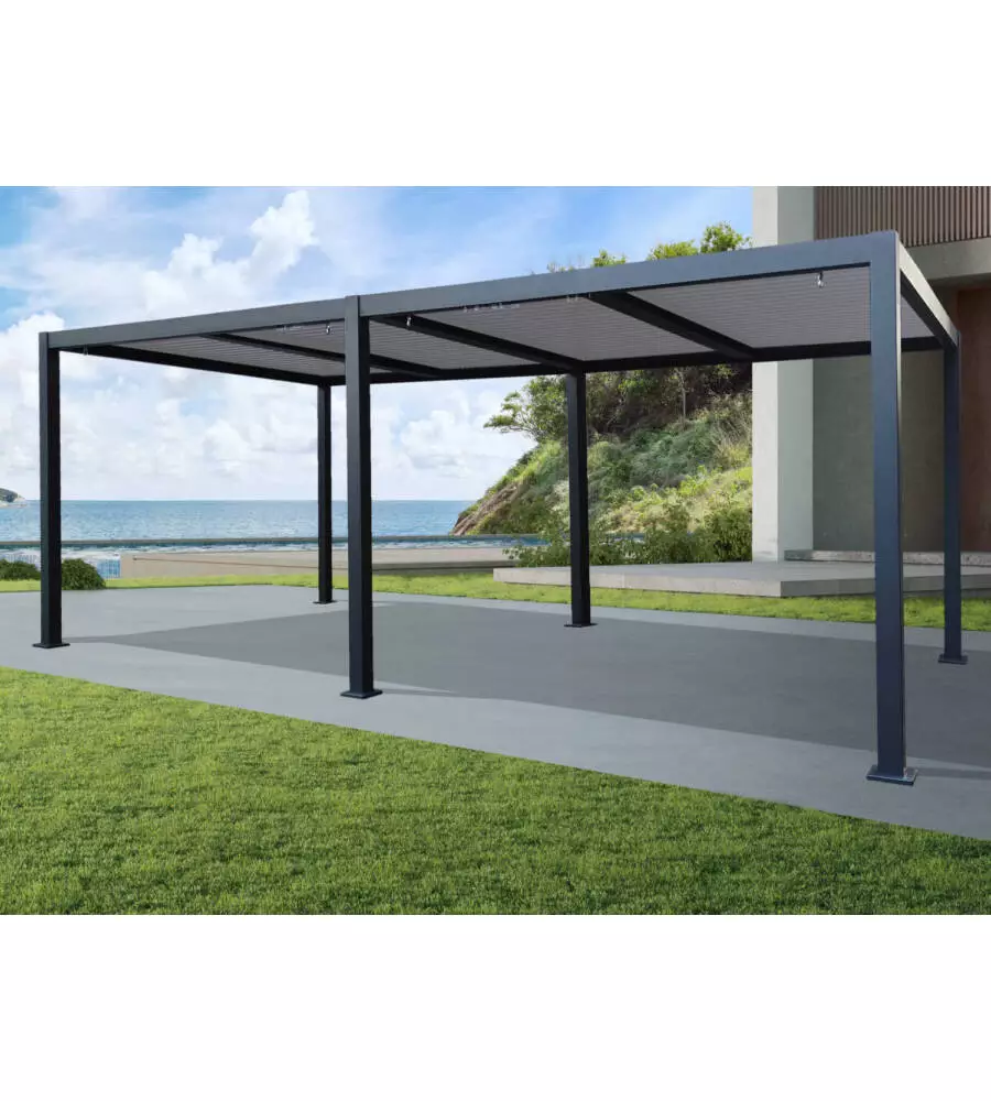 Pergola bioclimatica giardini di maggio "solanum twin" in alluminio antracite 600x300x240 cm