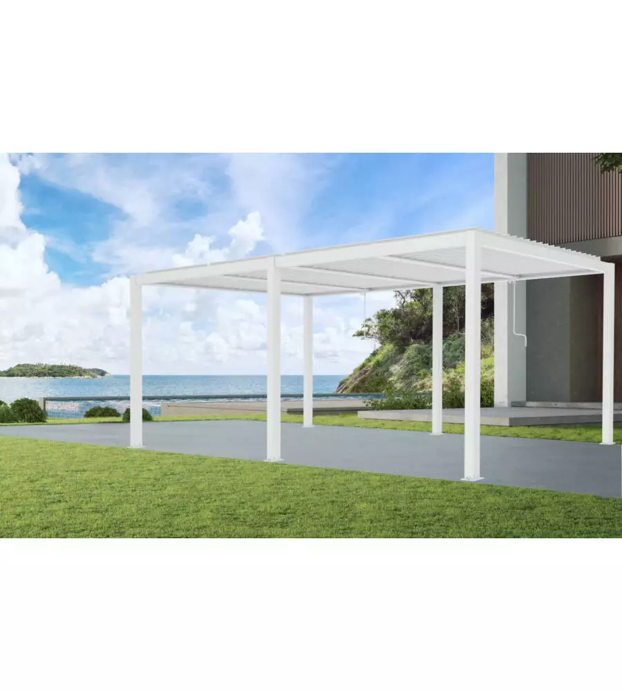 Pergola bioclimatica giardini di maggio "solanum twin" in alluminio bianco 600x300x240 cm