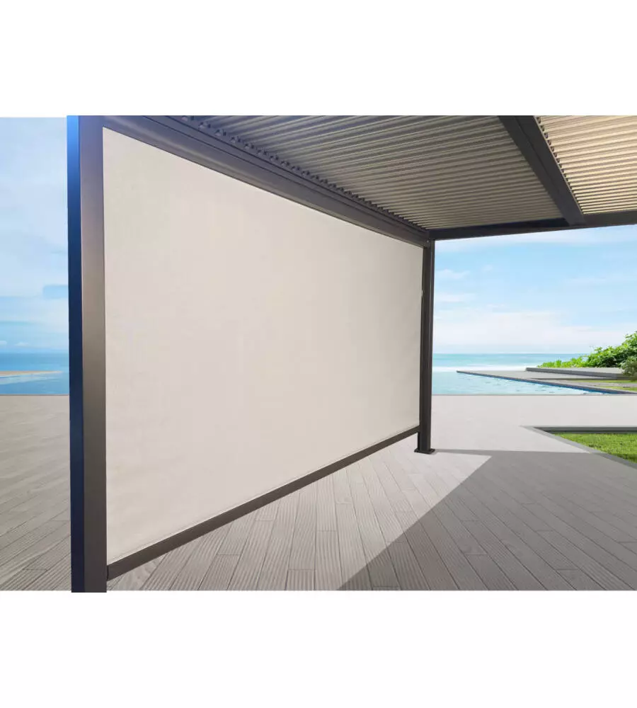 Pannello laterale oscurante per pergole giardini di maggio "screen" in textilene antracite e grigio lato 4 m