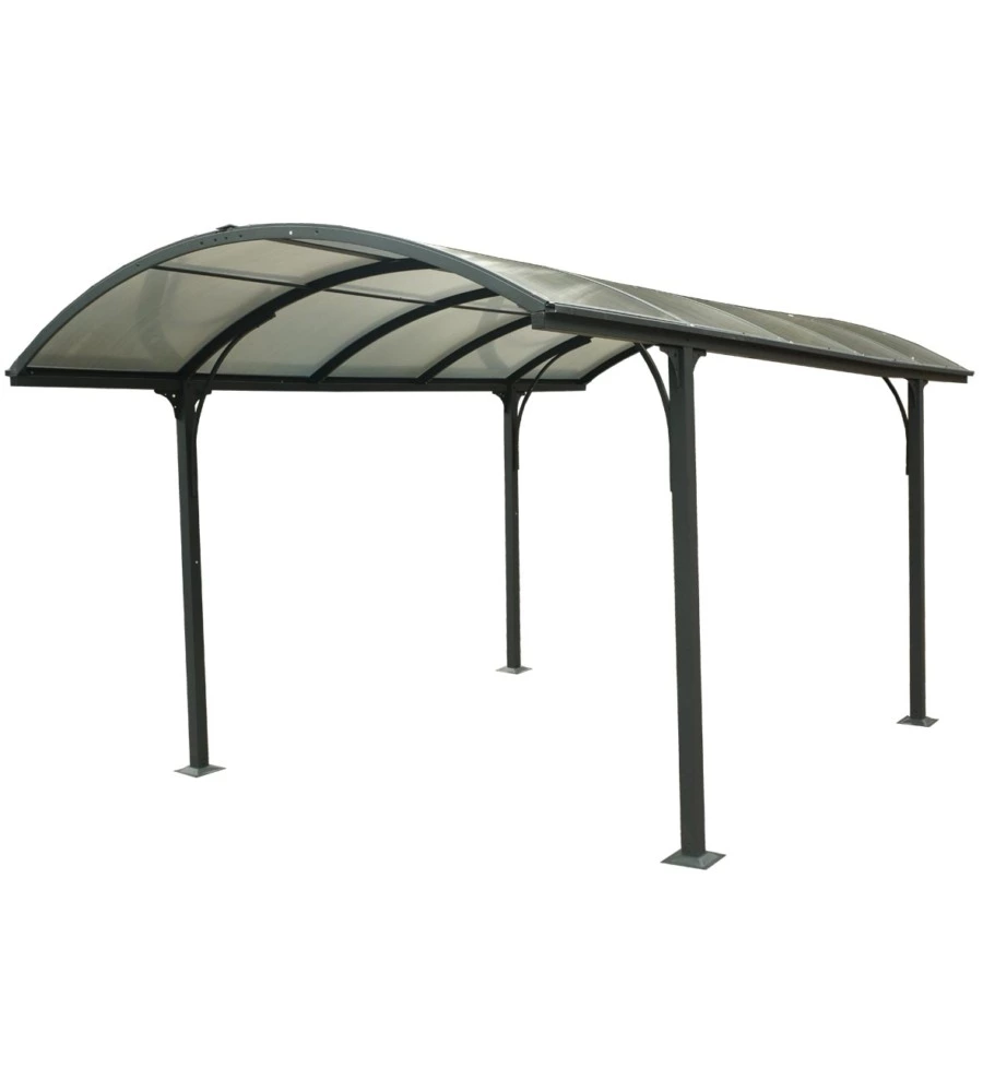 Tettoia auto singola habrita "car 3048 alrp t" in alluminio e policarbonato antracite 485x301x250 cm