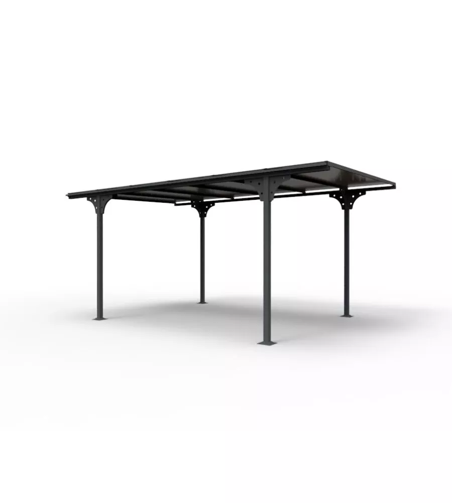Tettoia auto singola habrita "car 3050 altp t" in alluminio e policarbonato antracite 500x288x232 cm