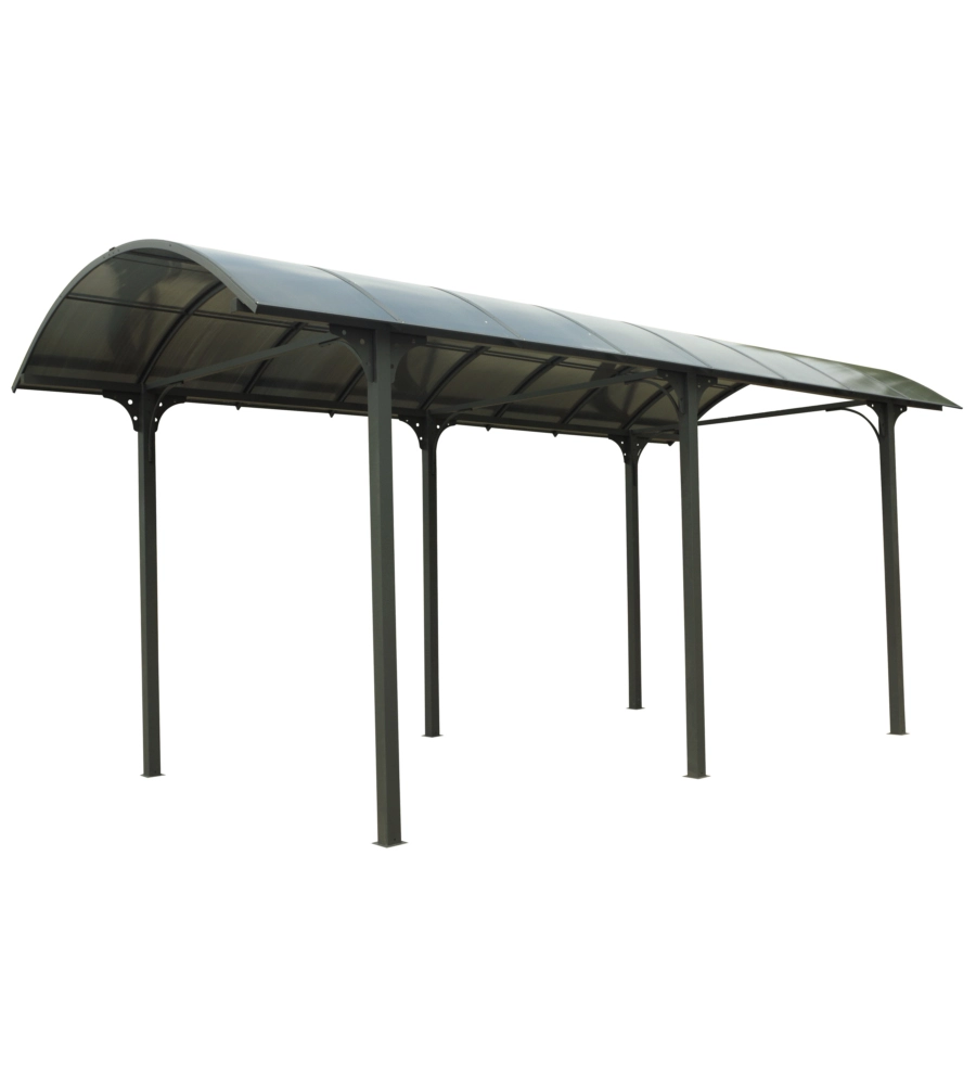 Tettoia auto singola habrita "car 3676 alcc t" in alluminio e policarbonato antracite 359x762x360 cm
