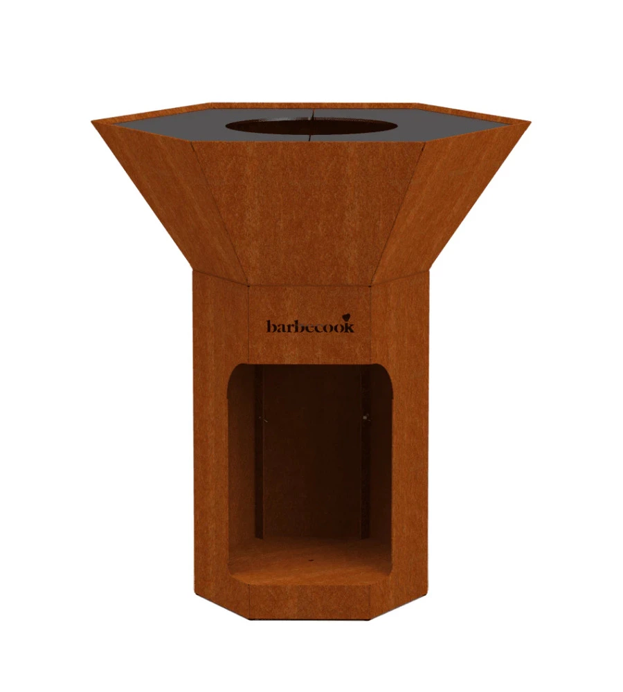 Barbecue a legna barbecook "nestor" ruggine con griglia 89x90 cm