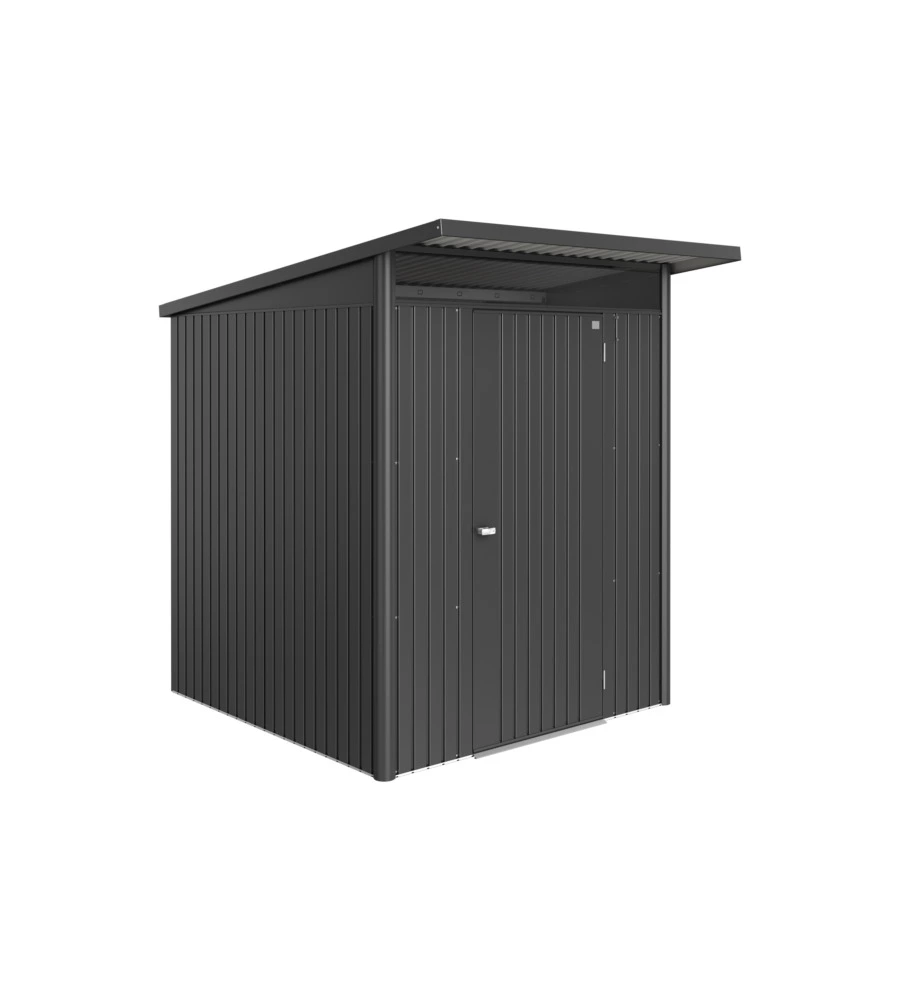 Casetta da giardino biohort "avantgarde eco mis.a1" in acciaio zincato grigio scuro metallizzato con porta battente semplice 180x220x218 cm - cod. 17610