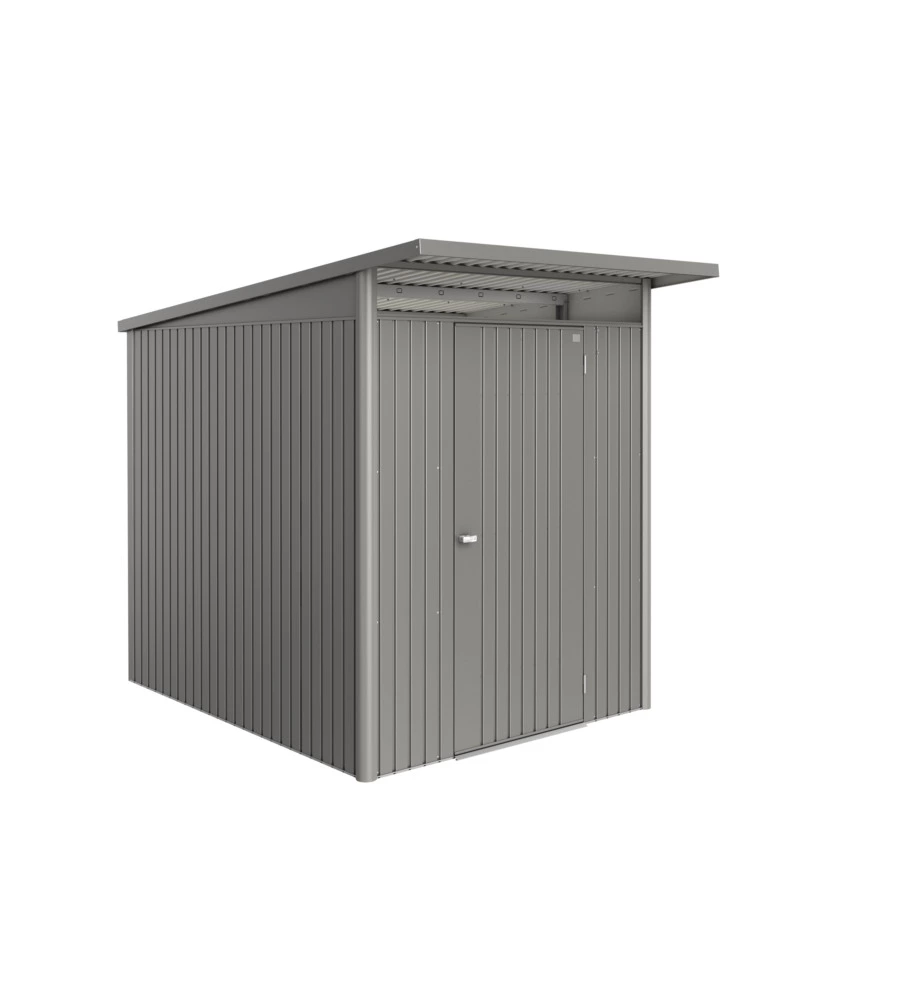 Casetta da giardino biohort "avantgarde eco mis.a2" in acciaio zincato grigio quarzo metallizzato con porta battente semplice 180x260x218 cm - cod. 19620
