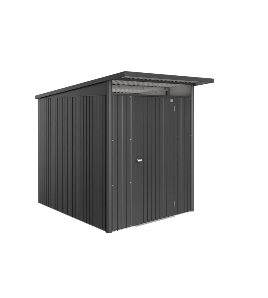 Casetta da giardino biohort "avantgarde eco mis.a2" in acciaio zincato grigio scuro metallizzato con porta battente semplice 180x260x218 cm - cod. 17620