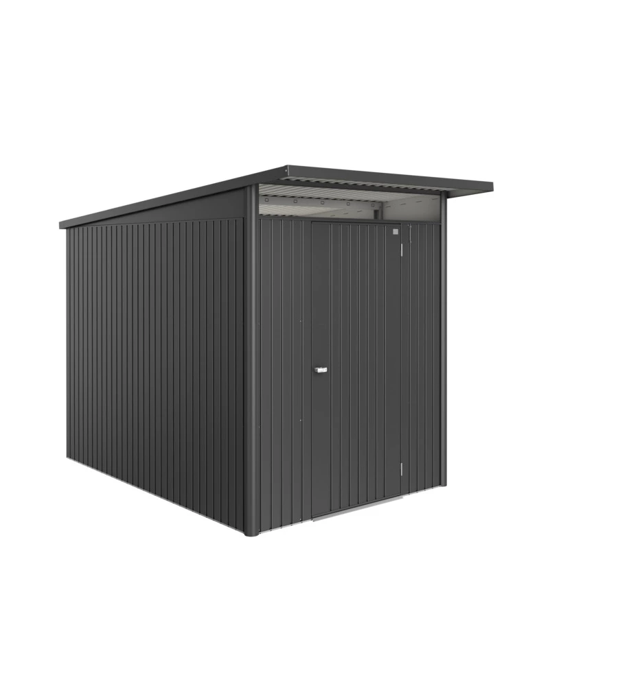 Casetta da giardino biohort "avantgarde eco mis.a3" in acciaio zincato grigio scuro metallizzato con porta battente semplice 180x300x218 cm - cod. 17630