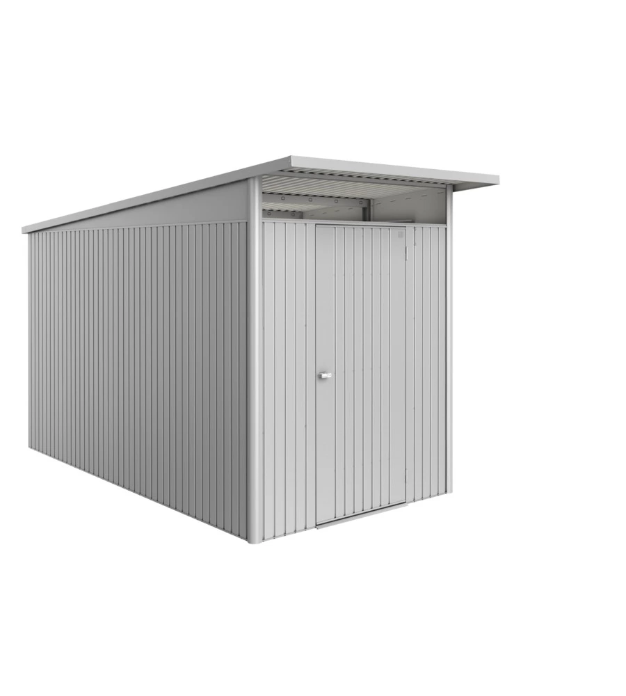 Casetta da giardino biohort "avantgarde eco mis.a4" in acciaio zincato argento metallizzato con porta battente semplice 180x380x222 cm - cod. 15640