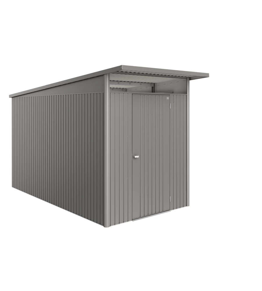 Casetta da giardino biohort "avantgarde eco mis.a4" in acciaio zincato grigio quarzo metallizzato con porta battente semplice 180x380x222 cm - cod. 19689