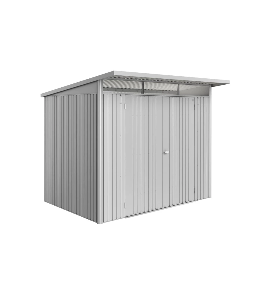 Casetta da giardino biohort "avantgarde eco mis.a5" in acciaio zincato argento metallizzato con porta battente doppia 260x220x218 cm - cod. 15659