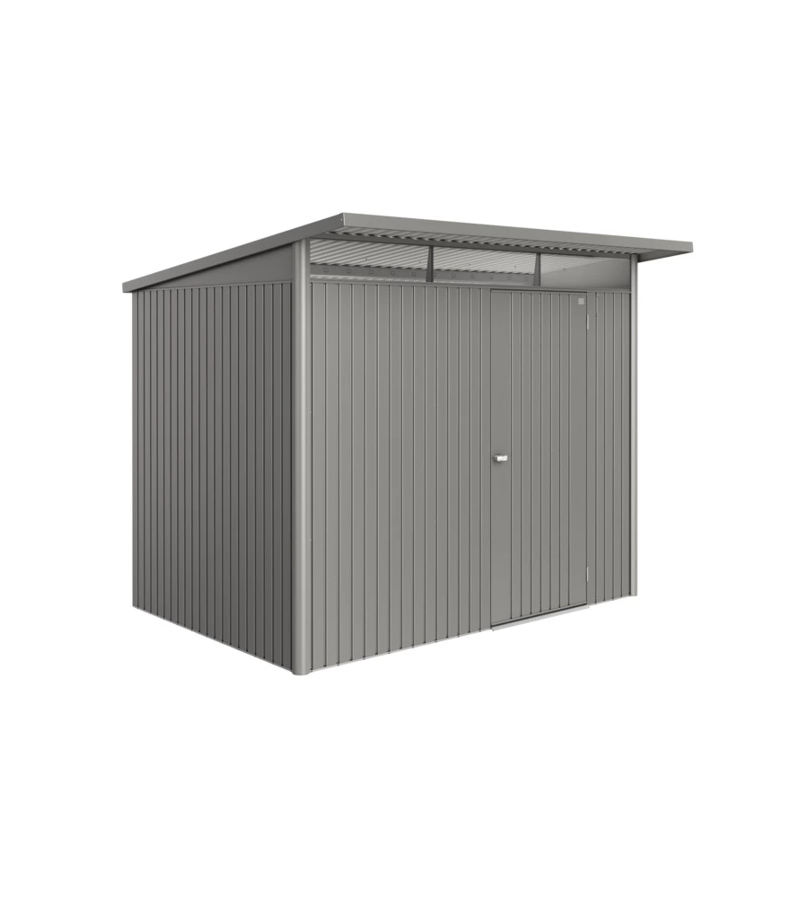Casetta da giardino biohort "avantgarde eco mis.a5" in acciaio zincato grigio quarzo metallizzato con porta battente semplice 260x220x218 cm - cod. 19650