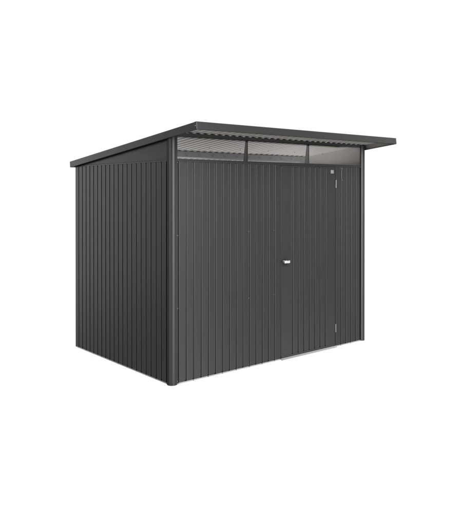 Casetta da giardino biohort "avantgarde eco mis.a5" in acciaio zincato grigio scuro metallizzato con porta battente semplice 260x220x218 cm - cod. 17650