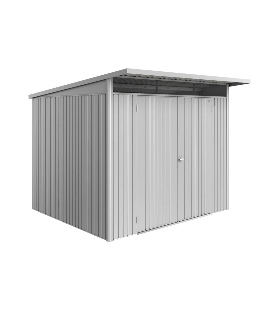 Casetta da giardino biohort "avantgarde eco mis.a6" in acciaio zincato argento metallizzato con porta battente doppia 260x260x218 cm - cod. 15669