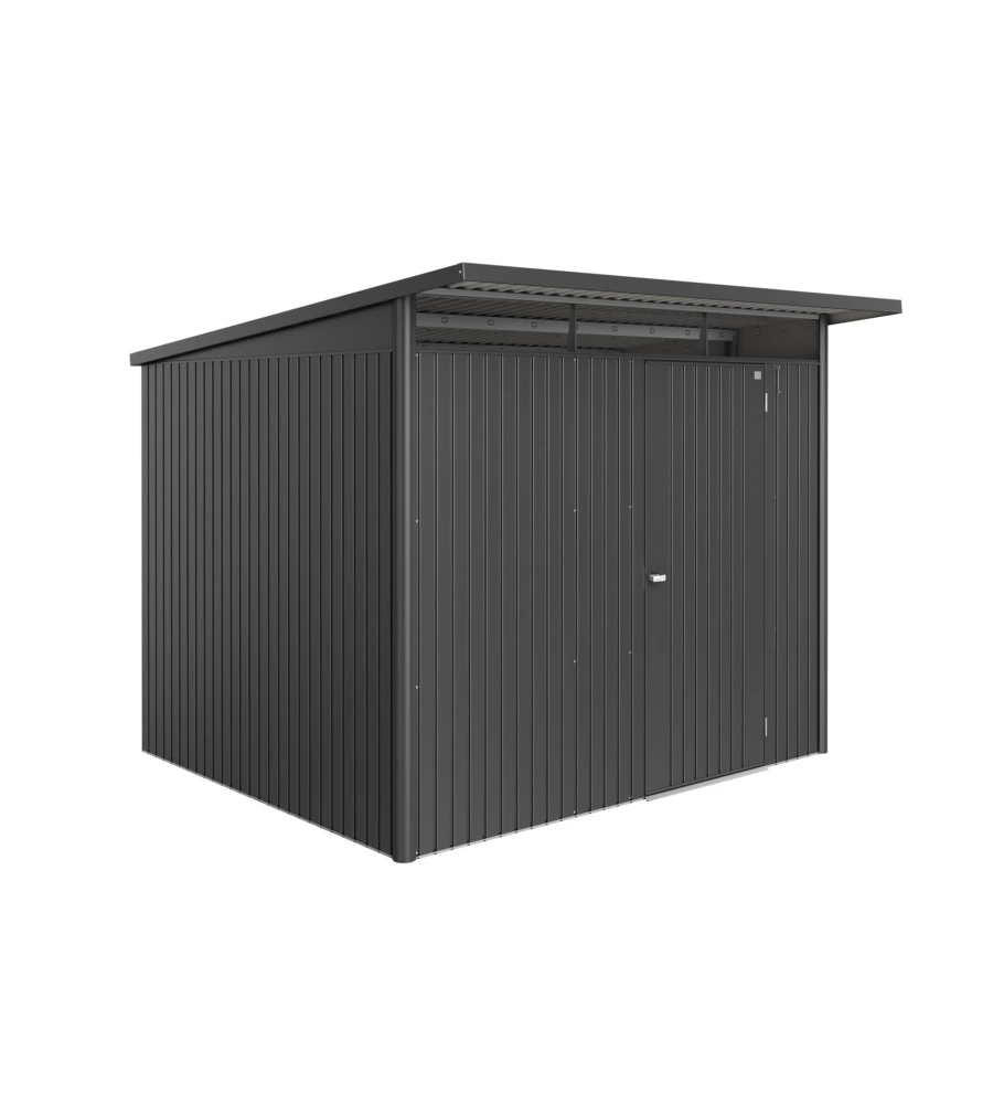 Casetta da giardino biohort "avantgarde eco mis.a6" in acciaio zincato grigio scuro metallizzato con porta battente semplice 260x255x218 cm - cod. 19689