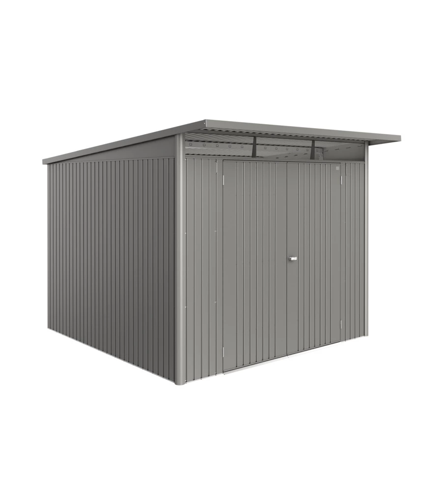 Casetta da giardino biohort "avantgarde eco mis.a7" in acciaio zincato grigio quarzo metallizzato con porta battente doppia 260x300x218 cm - cod. 19679