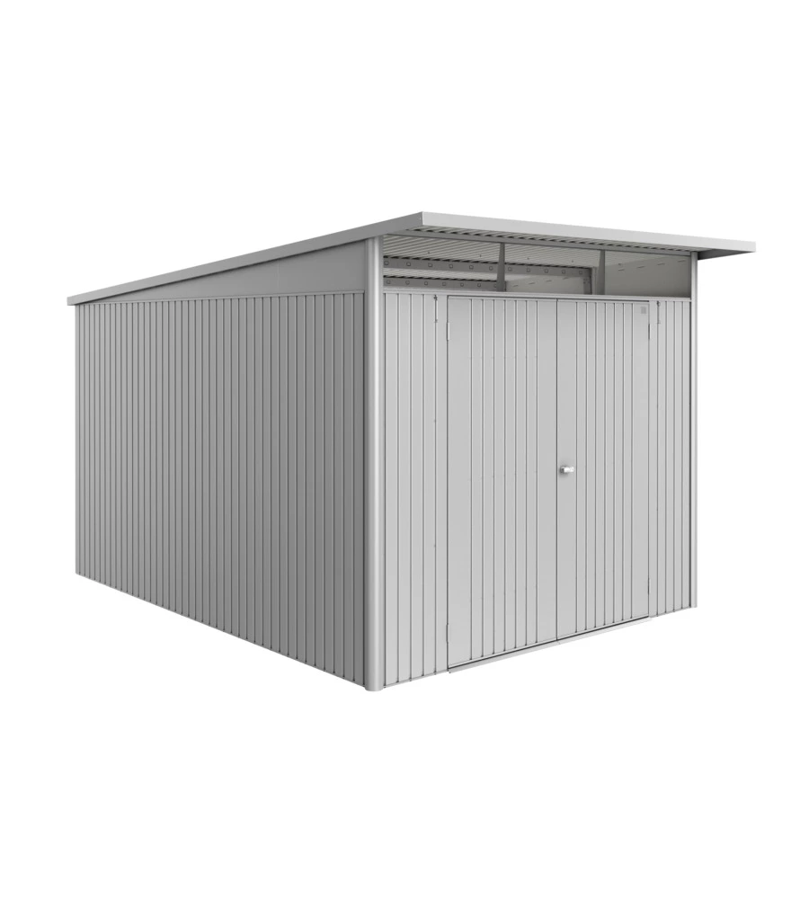 Casetta da giardino biohort "avantgarde eco mis.a8" in acciaio zincato argento metallizzato con porta battente doppia 260x380x222 cm - cod. 15689