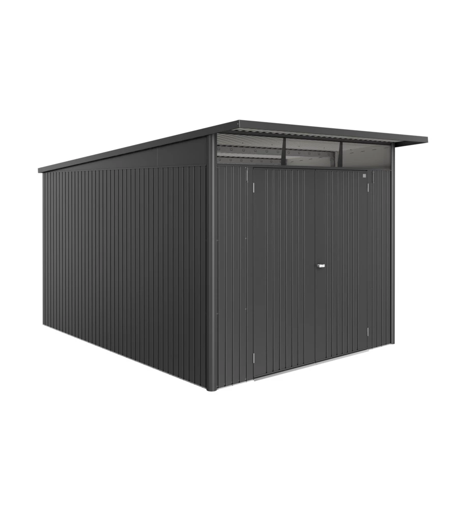 Casetta da giardino biohort "avantgarde eco mis.a8" in acciaio zincato grigio scuro metallizzato con porta battente doppia 260x380x222 cm - cod. 17689