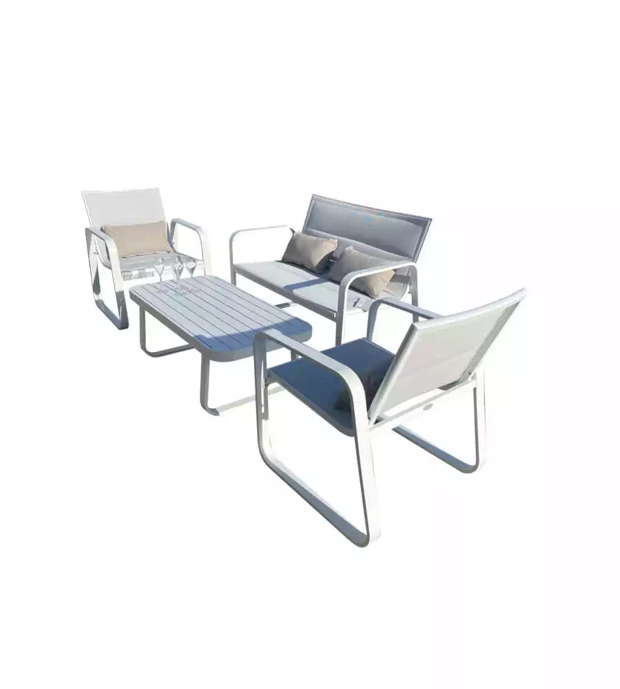 Set da giardino giardini di maggio "antemide" bianco e grigio chiaro con 4 posti e tavolino