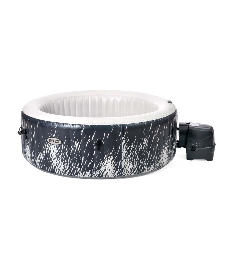 Piscina idromassaggio gonfiabile intex "purespa bubble glow deluxe" nero e bianco 4 persone 196x196x71 cm - cod. 28494np