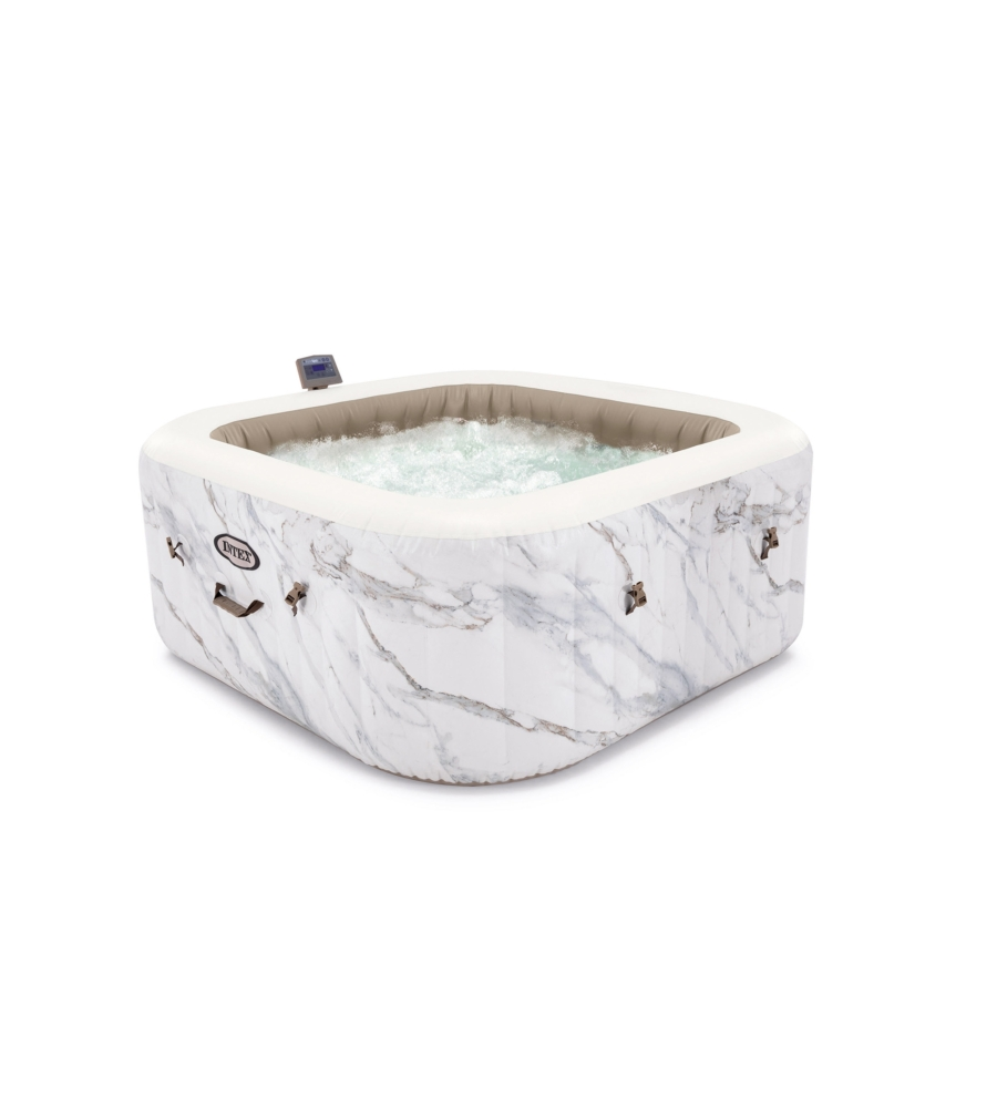 Piscina idromassaggio gonfiabile intex "calacatta" bianco effetto marmo 175x175x71 cm - cod. 28464
