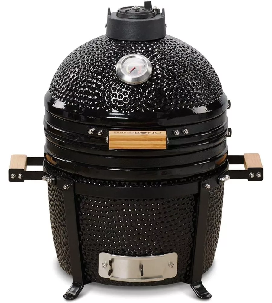 Barbecue a carbone kamado bono "minimo 15" in ceramica nero 46x46x65 cm