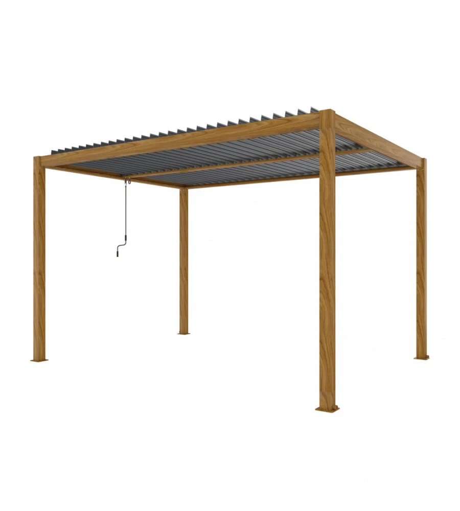 Pergola bioclimatica elica garden effetto legno 294x394x250 cm