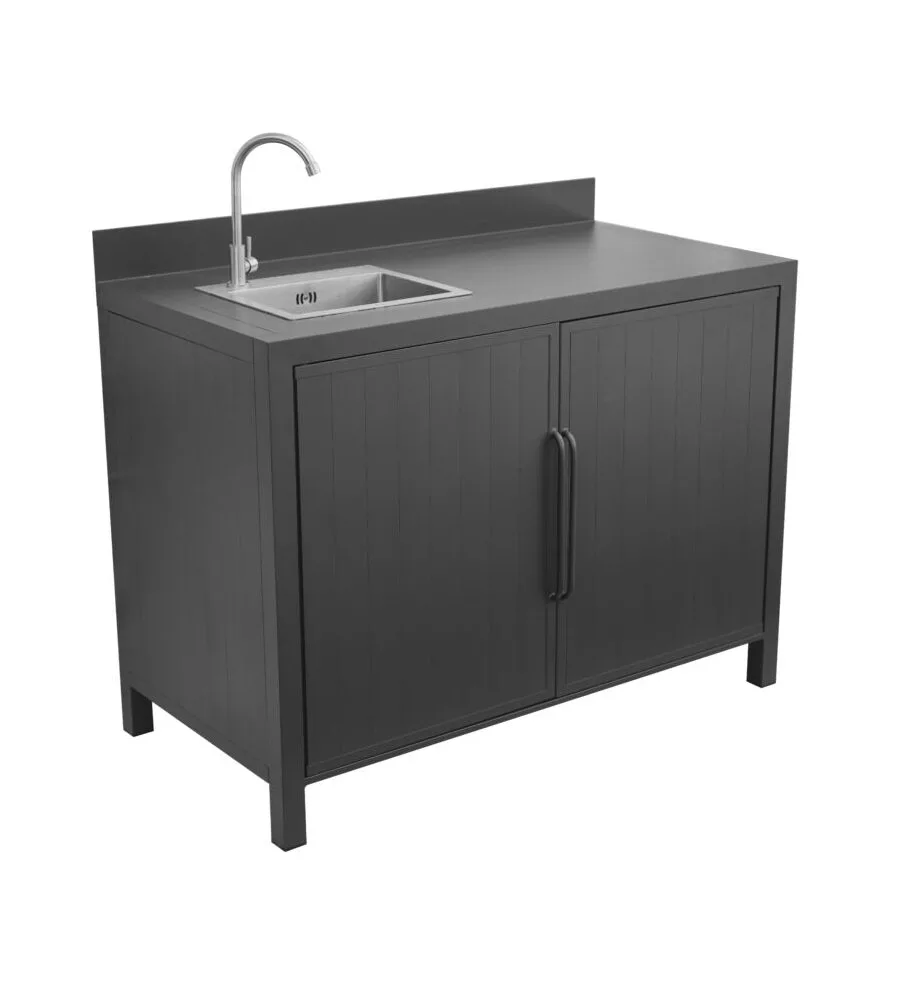 Cucina da esterno modulare solaria "modulo 1" in alluminio antracite con lavello 120x60x90 cm