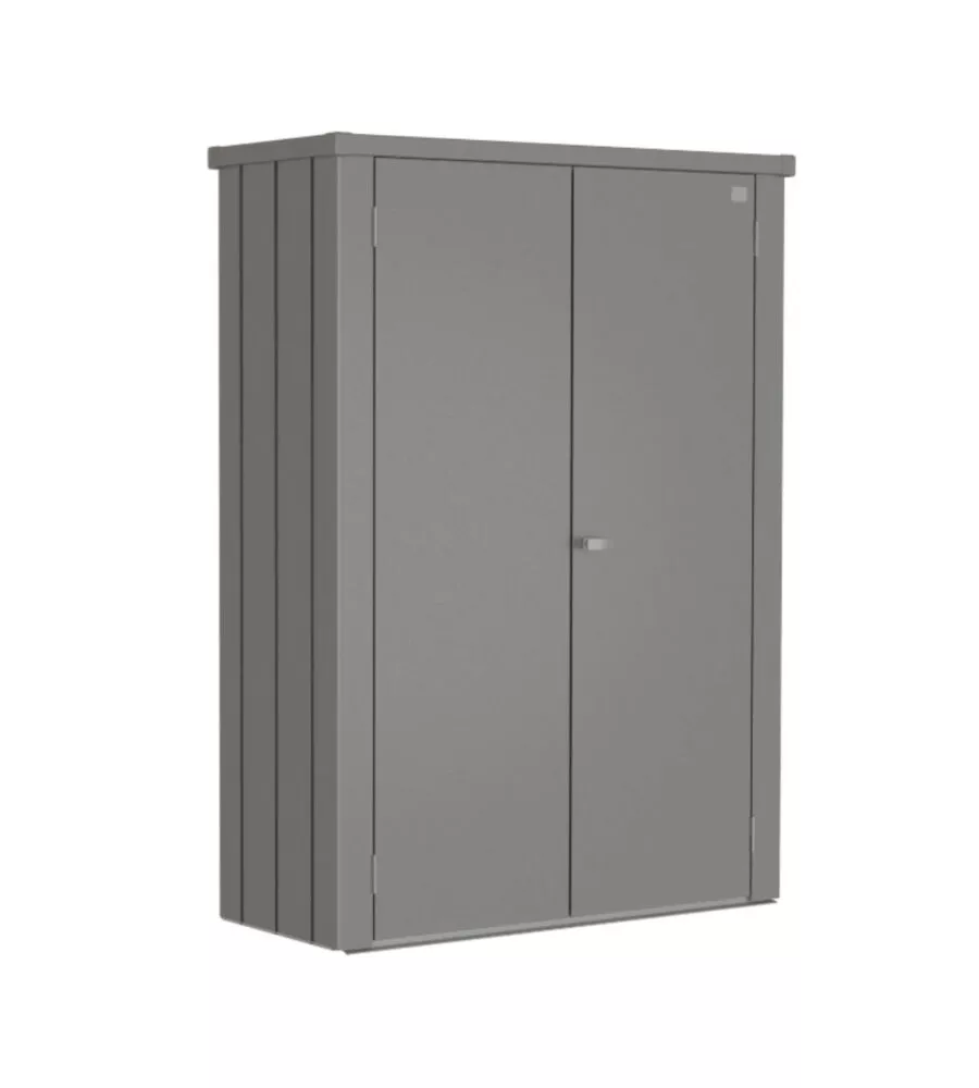 Armadio da esterno biohort "romeo m high" in acciaio grigio quarzo metallizzato, 132x57x181 cm - 58010