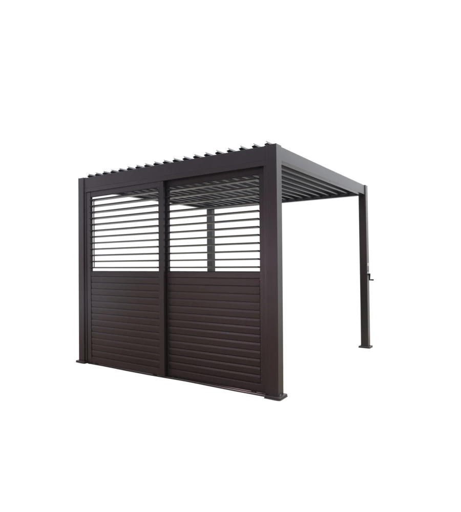 Set 2 pareti scorrevoli per pergola bioclimatica eurogarden "atena" in alluminio antracite lato 3 mt
