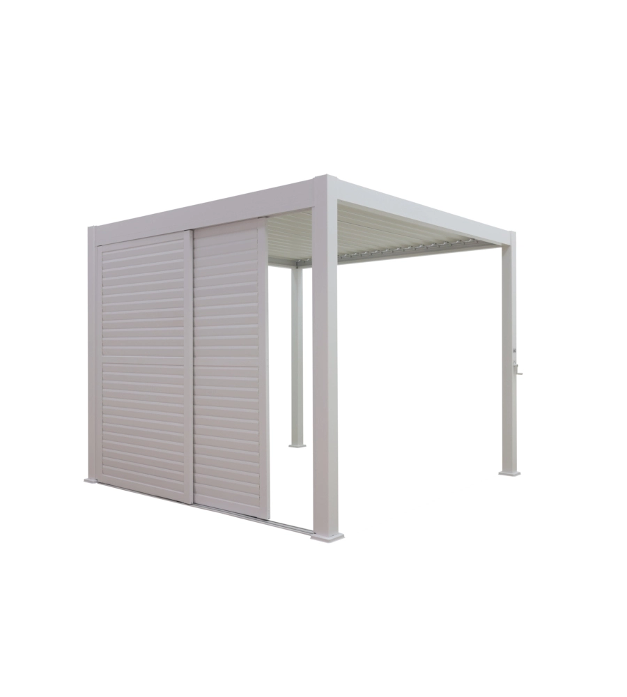 Set 2 pareti scorrevoli per pergola bioclimatica eurogarden "atena" in alluminio bianco lato 3 mt