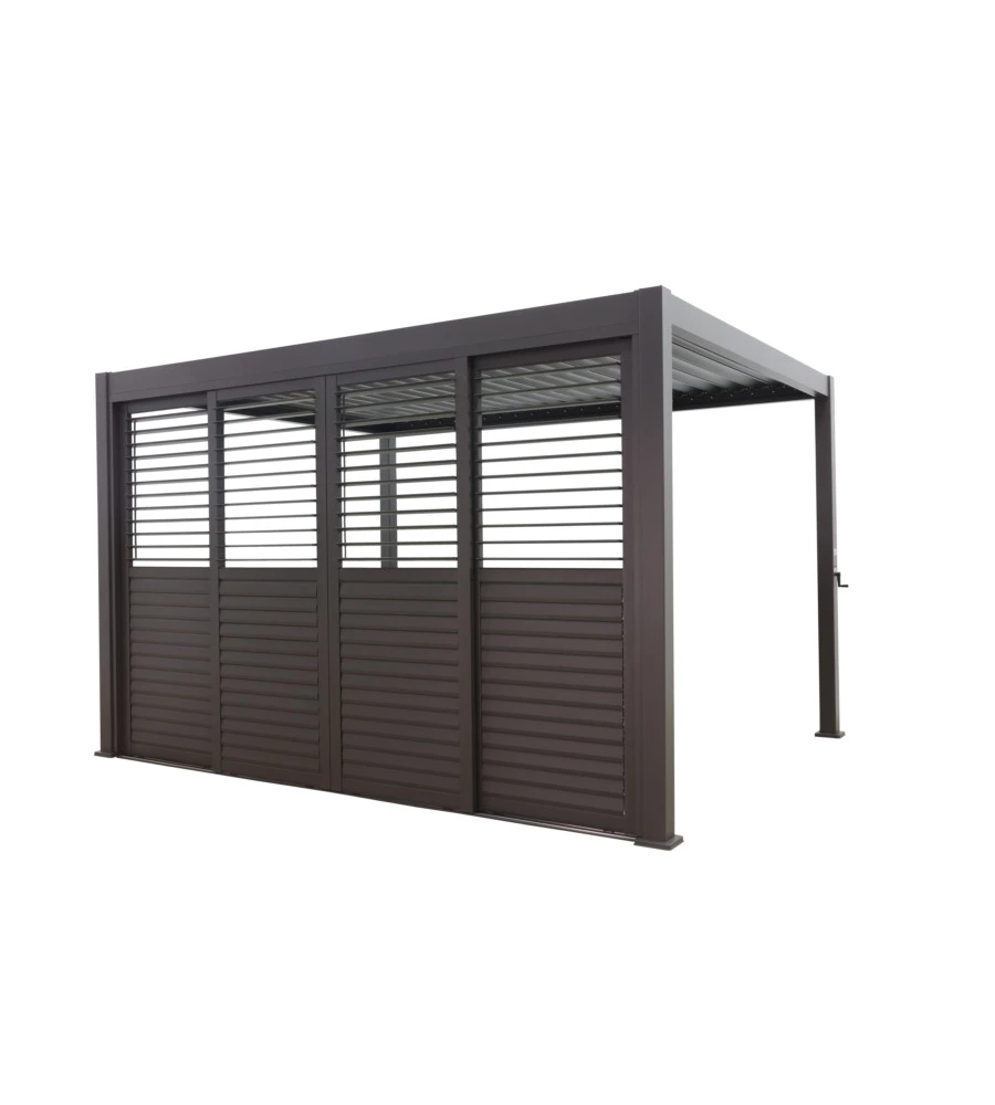 Set 4 pareti scorrevoli per pergola bioclimatica eurogarden "atena" in alluminio antracite lato 4 mt