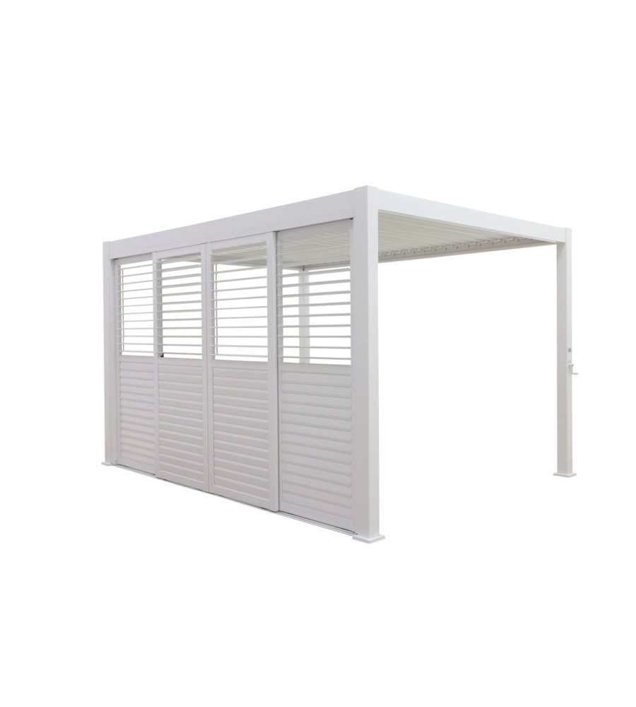 Set 4 pareti scorrevoli per pergola bioclimatica eurogarden "atena" in alluminio bianco lato 4 mt